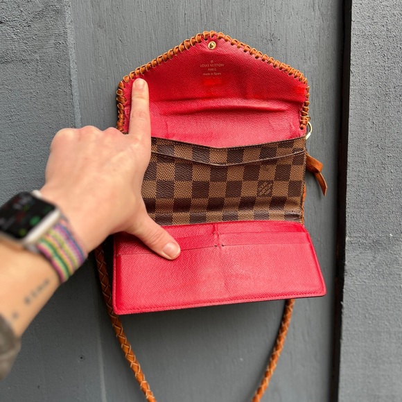 Louis Vuitton Damier Ebene Boho Custom Wallet on Chain Removable Leather Strap - Picture 4 of 6